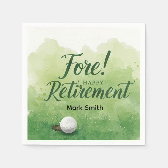 Golf Retirement with ball on green  Napkins (Front)