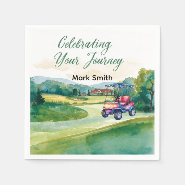 Golf Retirement with ball on green  Napkins (Front)