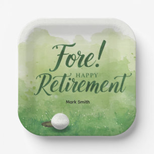 Golf Retirement with ball on green Paper Plates