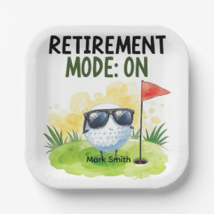 Golf Retirement with ball on green Paper Plates