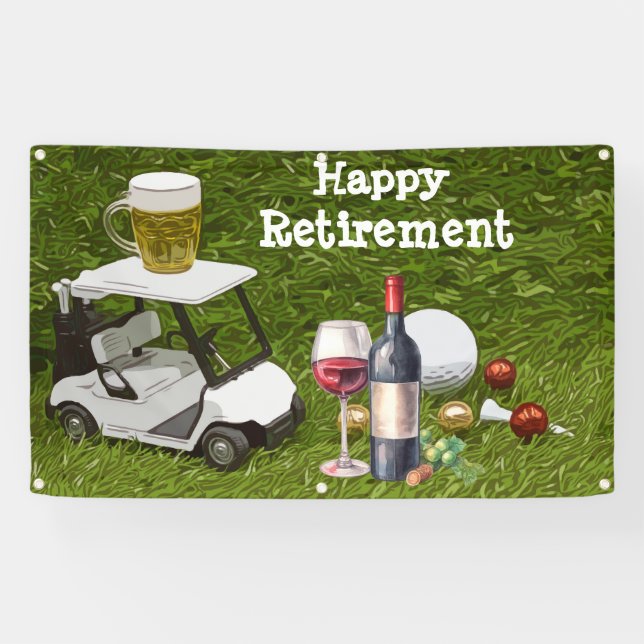 Golf Retirement with ball par tee time on green Banner (Horizontal)