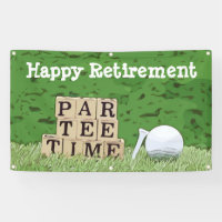 Golf Retirement with ball par tee time on green Banner