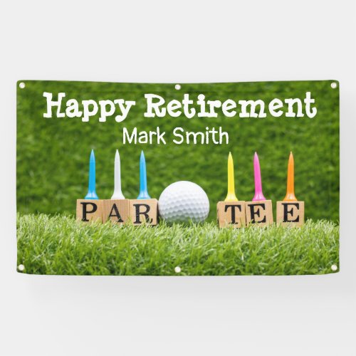 Golf Retirement with ball par tee time on green