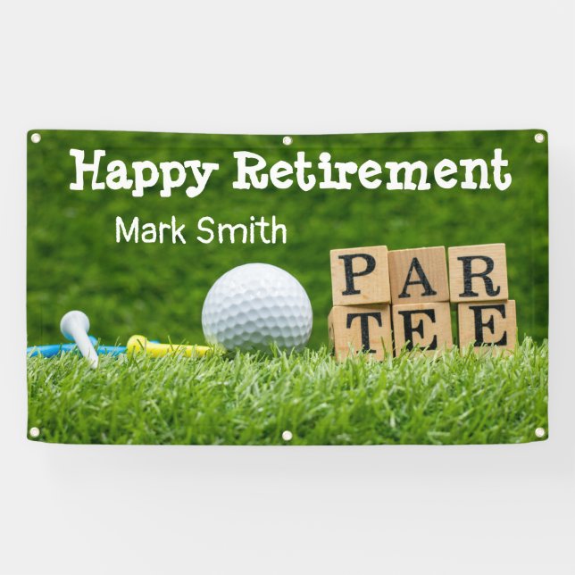 Golf Retirement with ball par tee time on green Banner (Horizontal)