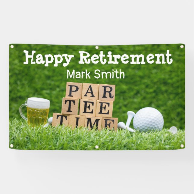 Golf Retirement with ball par tee time on green Banner (Horizontal)