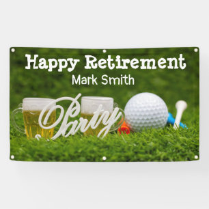 Golf Retirement with ball par tee time on green Banner