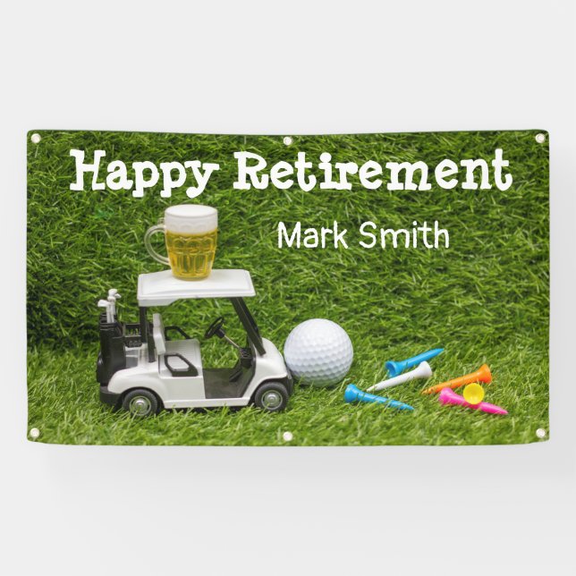 Golf Retirement with ball par tee time on green Banner (Horizontal)