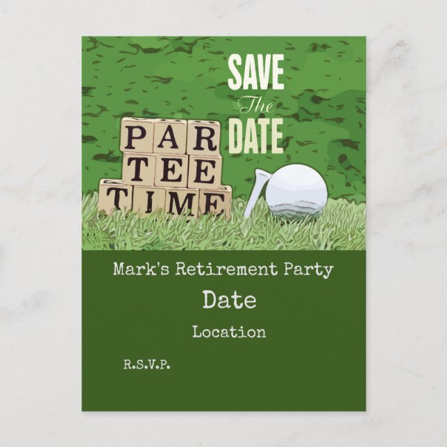Golf Retirement with ball par tee time on green  C Postcard (Front)