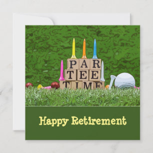 Golf Retirement with ball par tee time on green Card