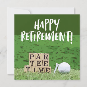 Golf Retirement with ball par tee time on green Card