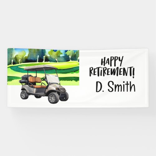 Golf retirement with cart golf course background