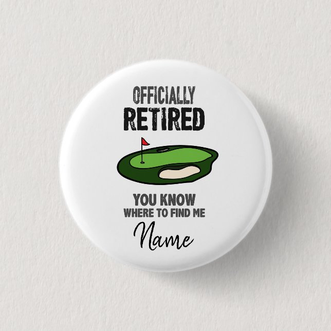 Golf Retirement with flag at golf course golfer  Button (Front)
