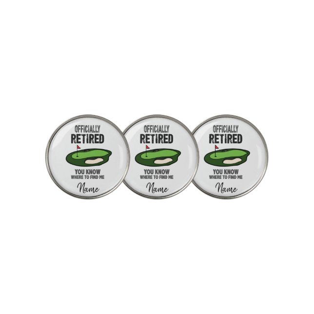 Golf Retirement with flag at golf course golfer  Golf Ball Marker (3 Up)
