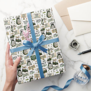 Golf retirement with funny word wrapping paper
