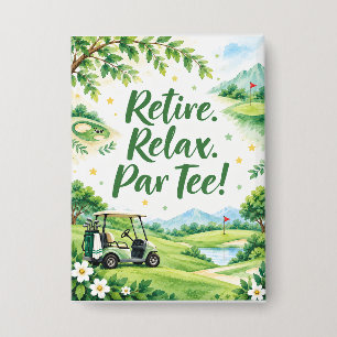 Golf Retirement with golf flag Golf Balls Button