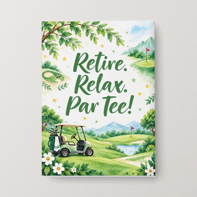 Golf  Retirement with golf flag Golf Balls Button (Front)