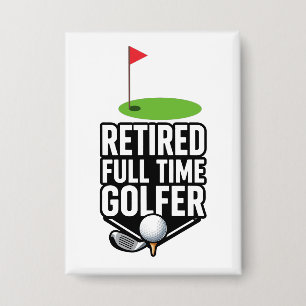 Golf Retirement with golf flag Golf Balls Button