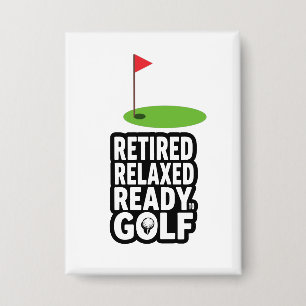 Golf Retirement with golf flag Golf Balls Button