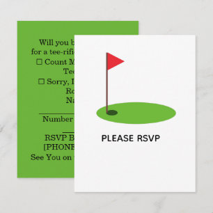 Golf Retirement with golf flag RSVP Card
