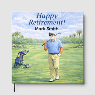 Golf Retirement with Golfer on the golf Course Guest Book