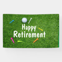 Golf Retirement with tee on green grass Banner