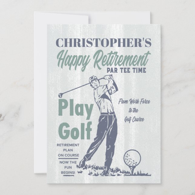 Golf Retro Happy Retirement Party Invitation (Front)