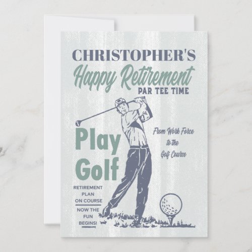 Golf Retro Happy Retirement Party Invitation