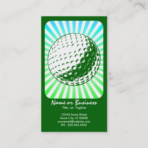 Customizable golf : retro rays : business cards