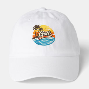 Golf Retro Sunset Design Hat