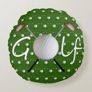 Golf Round Pillow by Shenanigins at Zazzle