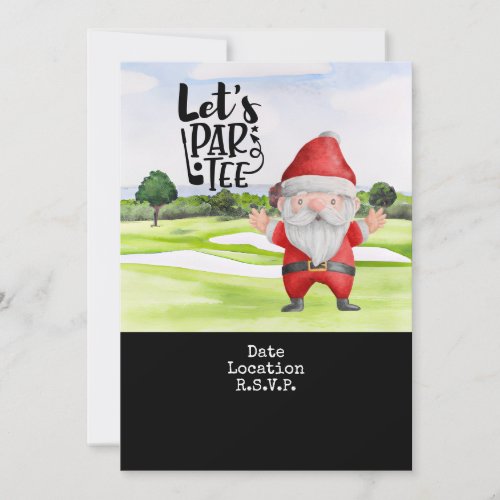 Golf Santa Claus Christmas Holiday party save date Invitation