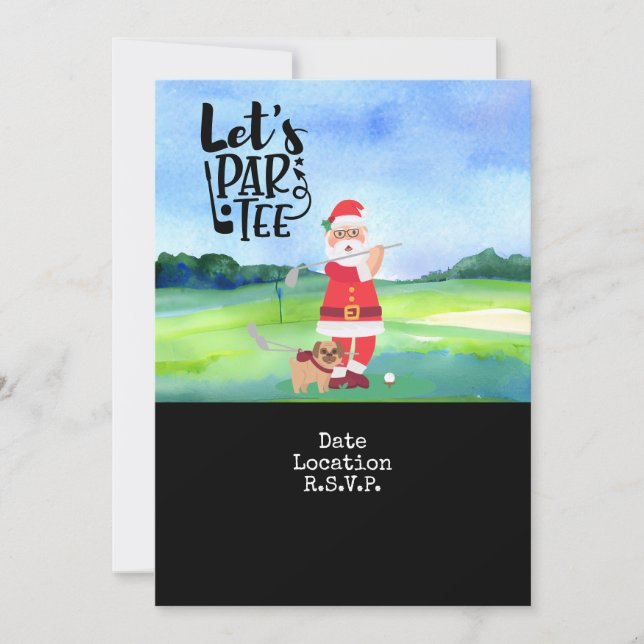 Golf Santa Claus Christmas Holiday party save date Invitation (Front)