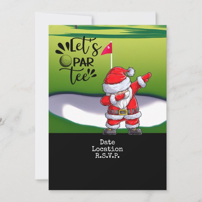 Golf Santa Claus Christmas Holiday party save date Invitation (Front)
