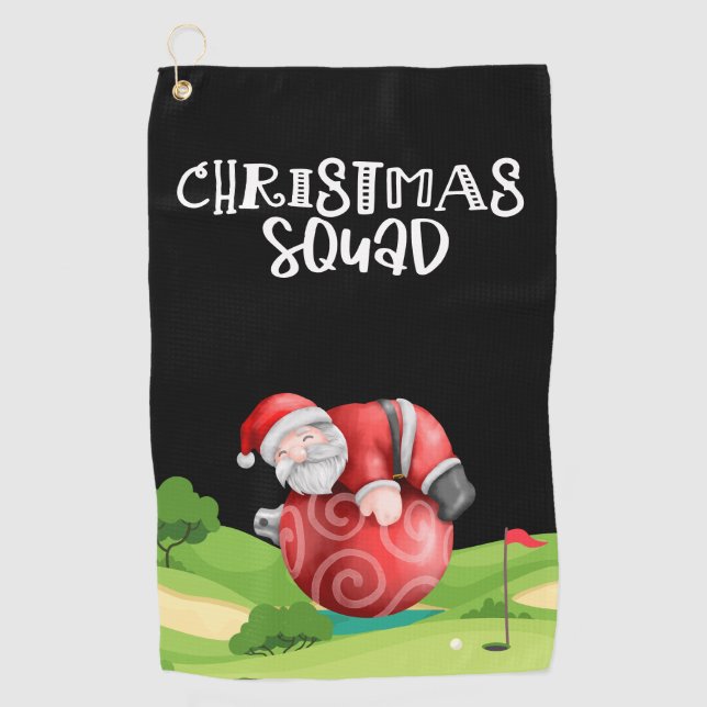 Golf Santa Claus Christmas Squad  gone golfing  Towel (Front)