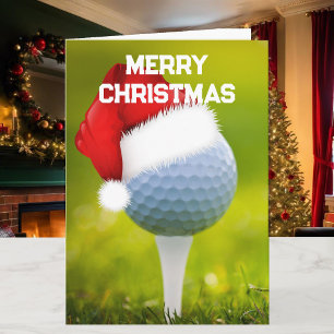 Golf & Santa Claus Custom Christmas Cards