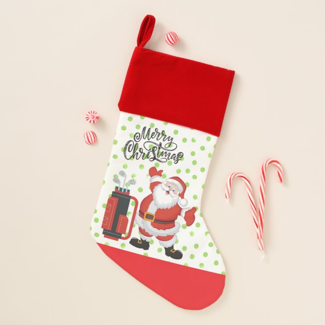 Golf Santa Claus golfer Christmas gifts for golfer Christmas Stocking (Front)