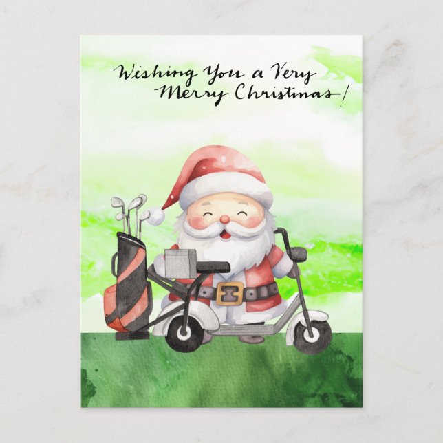 Golf Santa Claus Golfer Christmas Golfing Holiday Postcard (Front)