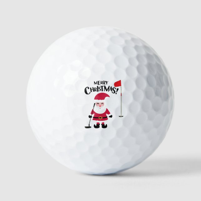  Golf Santa Claus golfer Merry Christmas  Balls (Front)