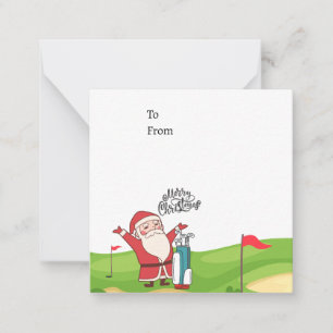Golf Santa Claus golfing Christmas Holiday Funny Note Card
