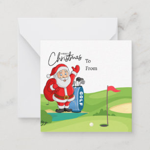 Golf Santa Claus golfing Christmas Holiday Funny Note Card