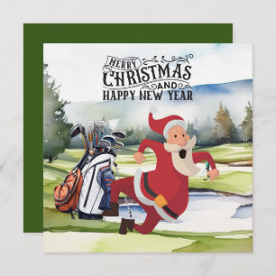 Golf  Santa Claus golfing Christmas Themed  Holiday Card
