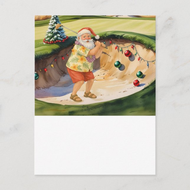 Golf Santa Claus in Bunker for Christmas in July Holiday Postcard (Front)