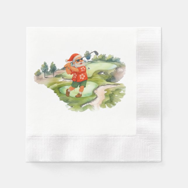 Golf Santa Claus is golfing Christmas in July  Napkins (Front)