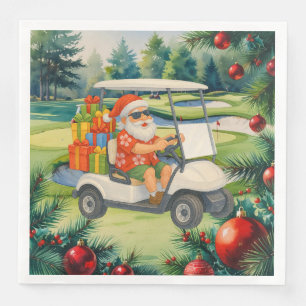 Golf Santa Claus is golfing Christmas in July Paper Dinner Napkins