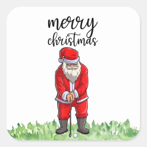 Golf Santa Claus is golfing on Christmas Square Sticker