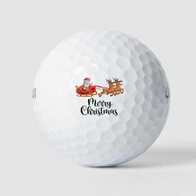 Golf  Santa Claus Merry Christmas gift for golfer Balls (Front)
