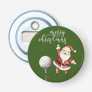 Golf Santa Claus with golf balls on green Bottle Opener