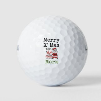 Golf Santa Claus with Golf Cart Merry Christmas  Golf Balls