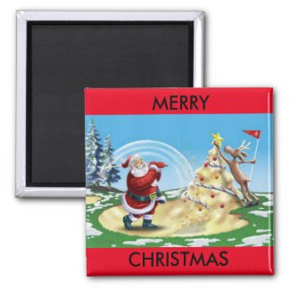 Golf Santa Merry Christmas magnet