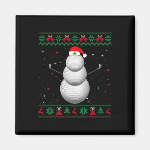 Golf Santa Snowman Ball Ugly Christmas Golfer Golf Magnet